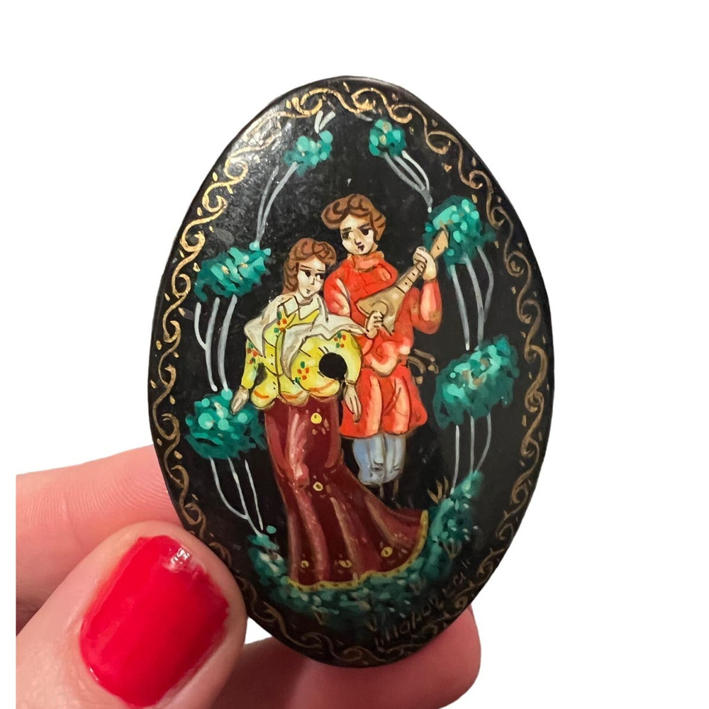 Vintage Hand painted Pin, Brooch, Retro, Musicians, 60s,